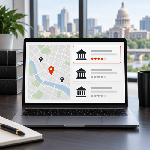 Local SEO map results highlighting a personal injury law firm
