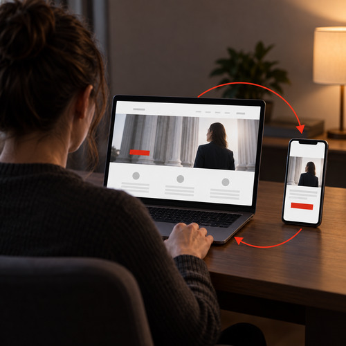 Personal injury law firm site retargeting across laptop and mobile devices