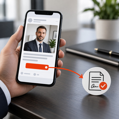 Personal injury law firm social media ad leading to a signed client case
